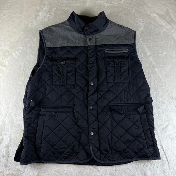 Daniel Cremieux Quilted Vest Men's XXL Gray Blue Casual Many Pockets Full Zip - Picture 1 of 8